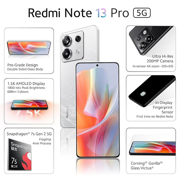 Buy Redmi Note 13 Pro 5G 8 GB RAM 256 GB Arctic White Mobile Phone - Vasanth and Co